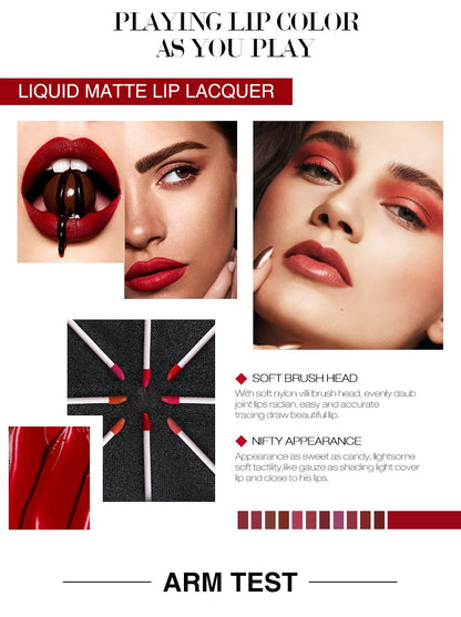 12 Colors Matte Liquid Lipstick