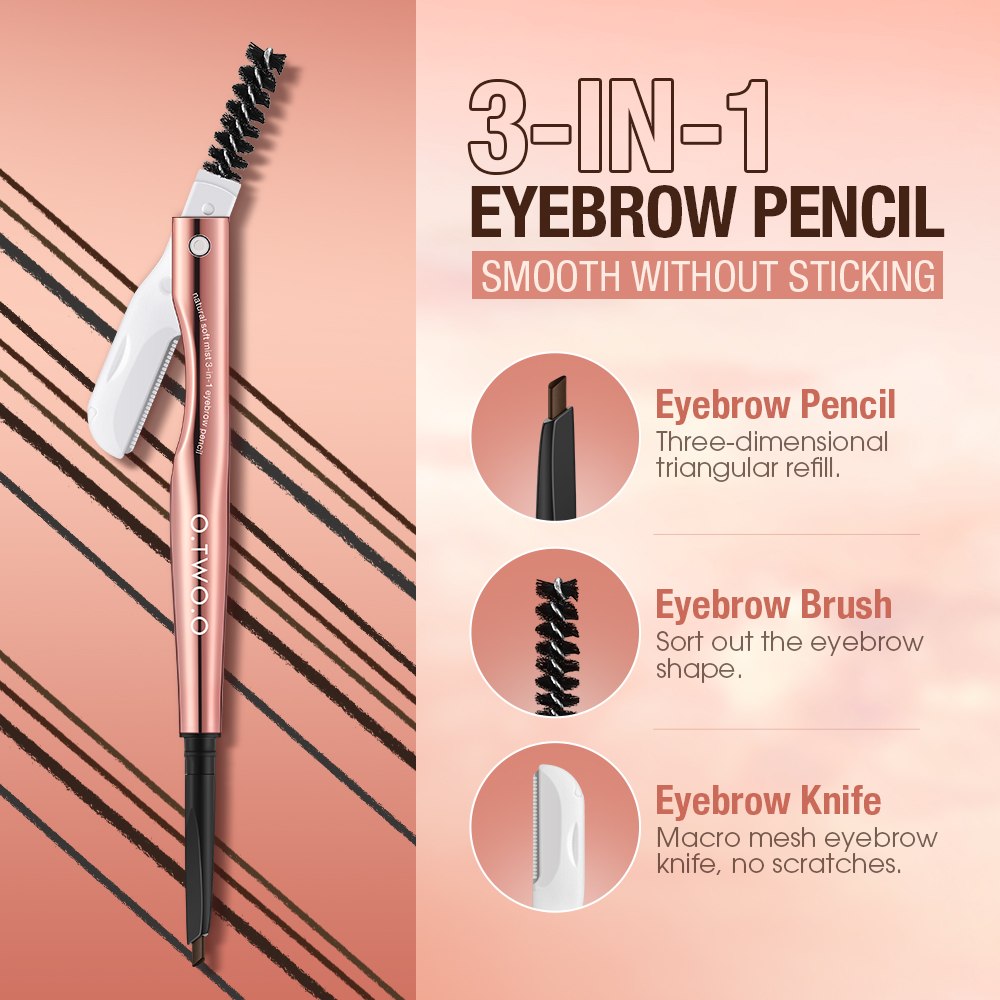 4 Colors Natural Soft Mist 3-in-1 Eyebrow Pencil