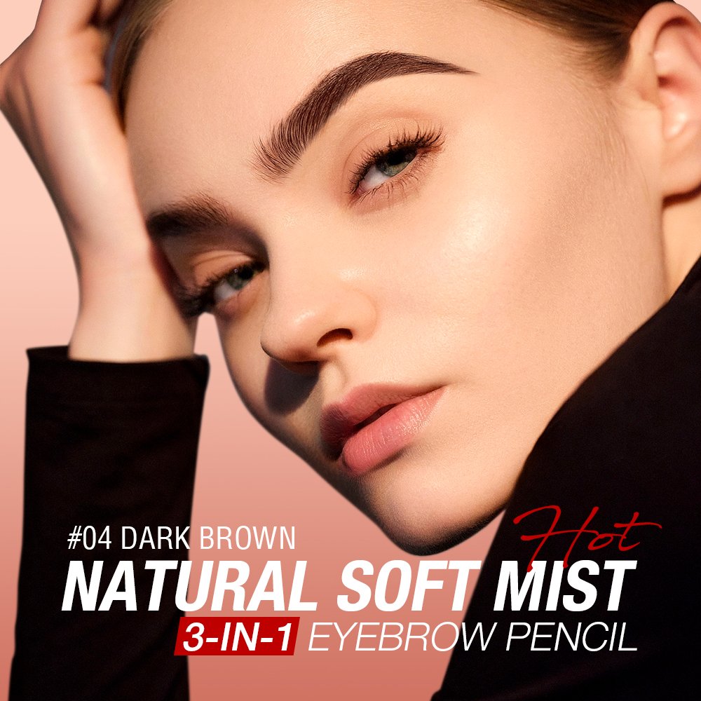 4 Colors Natural Soft Mist 3-in-1 Eyebrow Pencil