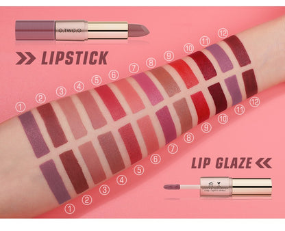 12 Colors 2 in 1 Matte Lipstick & Liquid Lipstick