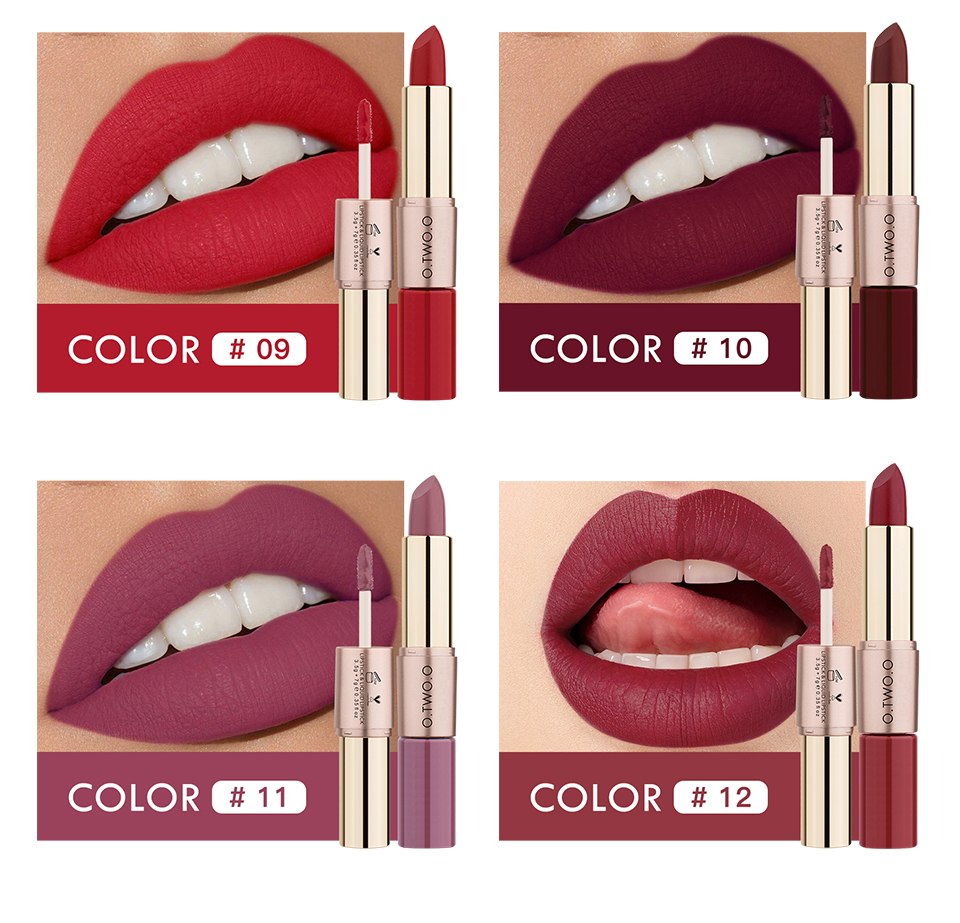 12 Colors 2 in 1 Matte Lipstick & Liquid Lipstick